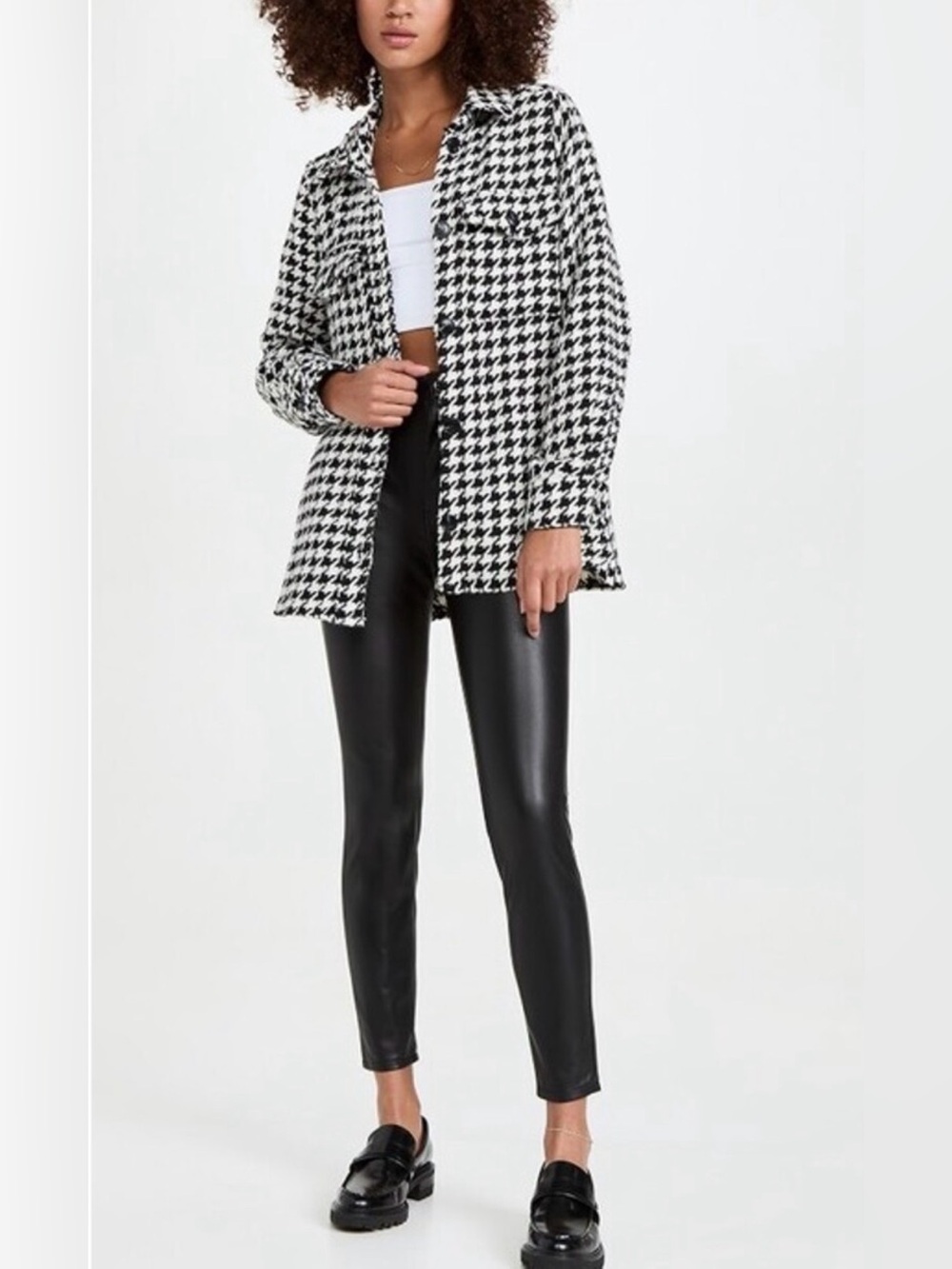 Pistola Libby Houndstooth Button-Front Shirt Jacket Shacket Size Medium